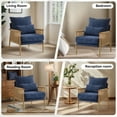 thumbnail image 3 of Ktaxon Accent Chair, Solid Wood and Jute Rope Armrests Armchair, Single sofa with Lumbar Pillow for Living Room Bedroom Office Dark Blue, 3 of 10
