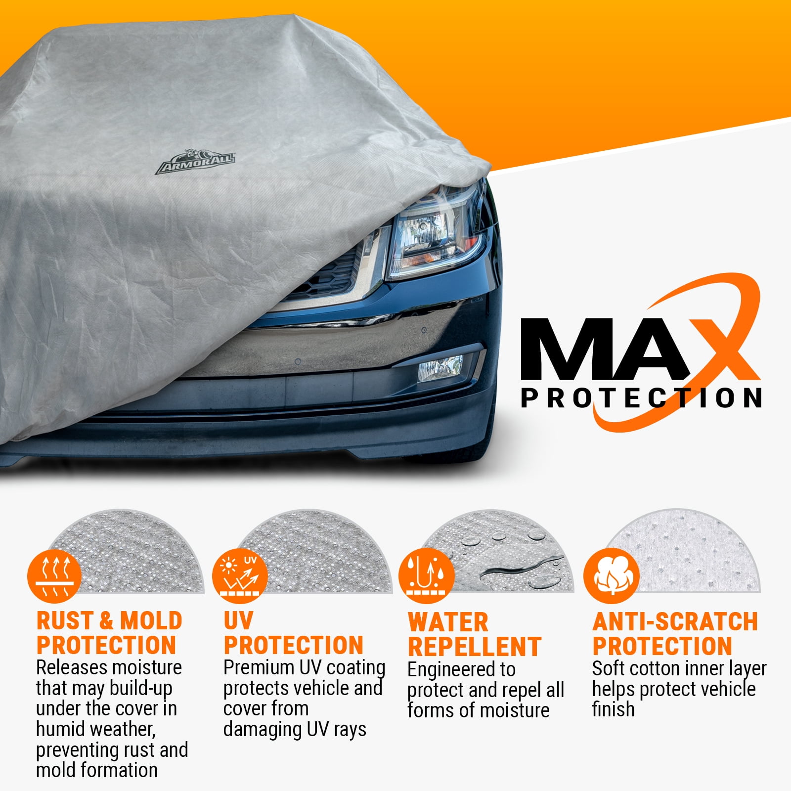 Armor All SUV Cover, Heavy Duty All Weather Protection, Fits SUV Length up to 229", Grey