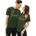 thumbnail image 2 of Chandails à Col Rond pour Couples Assortis, Imprimé de Lettres de la Saint-Valentin, Léger, Mince, Décontracté, T-Shirt à Manches Courtes, Décontracté, Confortable, Doux, Mari Femme, Chemisiers, Chandail, Ensembles, Vert Armée, TG, 2 of 4