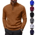 thumbnail image 4 of Men's Quarter Zip Cable Knit Sweater Long Sleeve Mock Neck Casual Pullover Top, 4 of 4