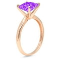 thumbnail image 2 of 2.5 ct Princess Cut Natural Amethyst Solitaire 18K Rose Gold Womens Engagement Ring, 2 of 3