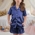 thumbnail image 4 of Children's Set Solid Short Sleeve Round Neck Top Shorts Mid Size Casual, 4 of 6