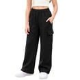 thumbnail image 3 of Busydd Girls Cargo Sweatpants 5-15 Years Solid Color Multi Pocket Casual Pants Comfy Solid Color Elastic Waist Teen Girls Athletic Pants 5-6 Years, 3 of 10