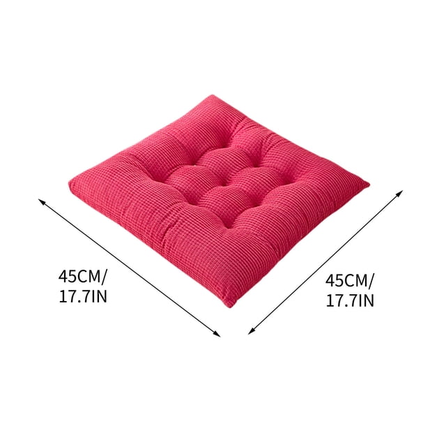 yulier Corduroy Chair Cushion Solid Color Square Thicken Tufted Chair Pad Ultra Soft Non Slip Seat Cushion Floor Pillows for Dining Chair Sofa Patio Office Chair, 18x18 inches, Hot Pink