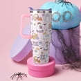 thumbnail image 2 of 40oz Halloween Tumbler with Straw & Leak-Proof Lid - Insulated Stainless Steel Ghost Reading a Book Design - Reusable Cup Gift for Women, 2 of 6