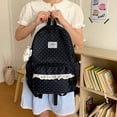 thumbnail image 2 of Sweet Polka Dot Backpacks Large Capacity Cute Lace Trim Backpack Soft Nylon Schoolbag Outdoor Travel Trip Backpack (Black), 2 of 12