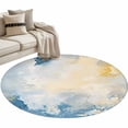 thumbnail image 2 of Blue Yellow Round Area Rug 3.3 FT, Non Slip Small Entryway Kitchen Mat, Modern Vintage Oil Painting Abstract Washable Soft Circular Rug Non-Shedding Door Mat for Bathroom Playroom Kids Room, 2 of 9