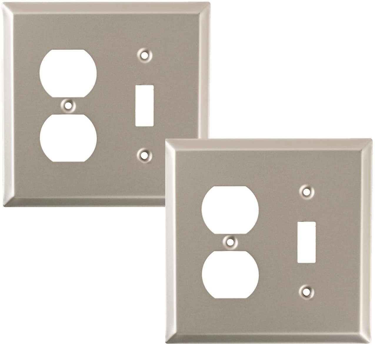 Sleeklighting 2 Pack Decorative Satin Nickel Outlet Covers Toggle/Duplex