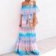 thumbnail image 1 of Fashion Casual Women's Sexy Wrap Breast Gradient Long Dresses Summer Elegant One-Line Neck Floral Print Lace-Up Zipper Dress 5XLXXL Gao Jinjia LED, 1 of 2