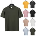 thumbnail image 5 of RYRJJ Mens Textured T-Shirts Solid Crewneck Basic Shirts Summer Stretch Casual Short Sleeve Tee Shirt(Khaki,3XL), 5 of 5