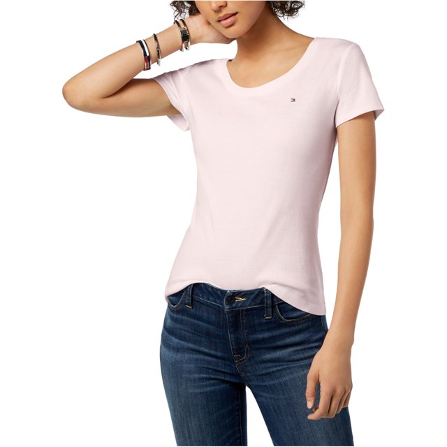 Camiseta básica con logotipo Tommy Hilfiger Mujer Rosa Grande