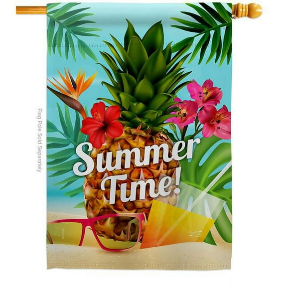 Angeleno Heritage H137057-BO Summer Beach Time Summertime Fun & Sun 28 x 40 in. Double-Sided Decorative Vertical House Flags for Decoration Banner Garden Yard Gift