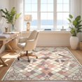 thumbnail image 3 of Design&I 9'x12' Washable Area Rug Pink Covering Geometric Interlocking Grid Pastel Argyle Blush for Great Room, Large Living Giant Skid-Resistant, 3 of 7