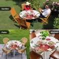 thumbnail image 4 of Christmas Gingerbread Round Tablecloth for 45-54 Inch Tables,Fitted Table Cover with Elastic Edge,Winter Xmas Balls Candy Pine Leaf Waterproof Outdoor Table Cloth Protector for Patio Garden Dinner, 4 of 9
