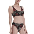 thumbnail image 2 of Daiia Skull and Red Roses printed 2 piece Swimsuit Bikinis for Women High Waisted Racerback Bathing Suits Summer Tummy Control Scoop Neck Swimwear-Medium, 2 of 8