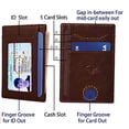 thumbnail image 3 of BullCaps Genuine Leather Slim Wallet | RFID Blocking Skinny Minimal Thin Front Pocket Wallet Sleeve Card Holder for Men | 7 Card Slots, 1 ID Window (Brown), 3 of 4