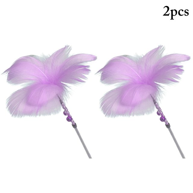 2PCS Cat Feather Teaser Interactive Belle Chat Jouet Interactif Chat Teaser Baguette
