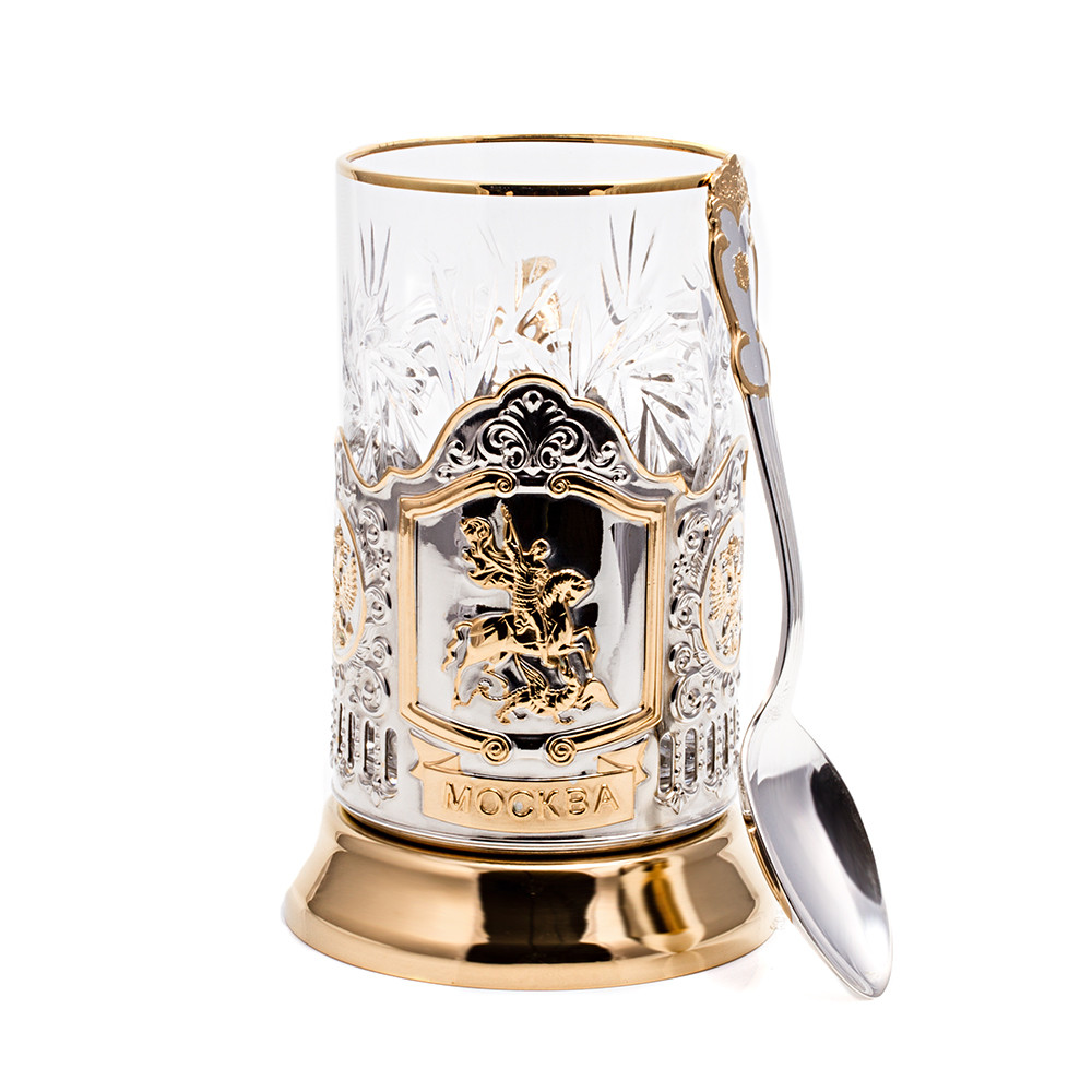 Russian Tea Glass Holder Podstakannik Partial Gold Plating Cup Holder