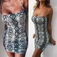 thumbnail image 4 of Women Sleeveless Snakeskin Print Bodycon Sling Mini Dress Party Cocktail, 4 of 5
