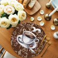 thumbnail image 2 of Coffee Round Placemats for Dinning Tables, Heat-proof Braided Table Mats 13 Inch, Vintage Art Pastoral Washable Place Mat for Kitchen Restaurant Party Decor Supplies Table Setting, 2 of 9