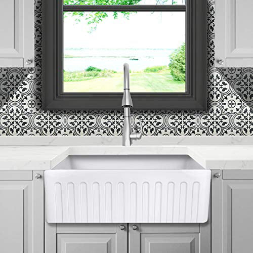Reversible 33 Inch White Fireclay, 33 Inch White Farmhouse Sink