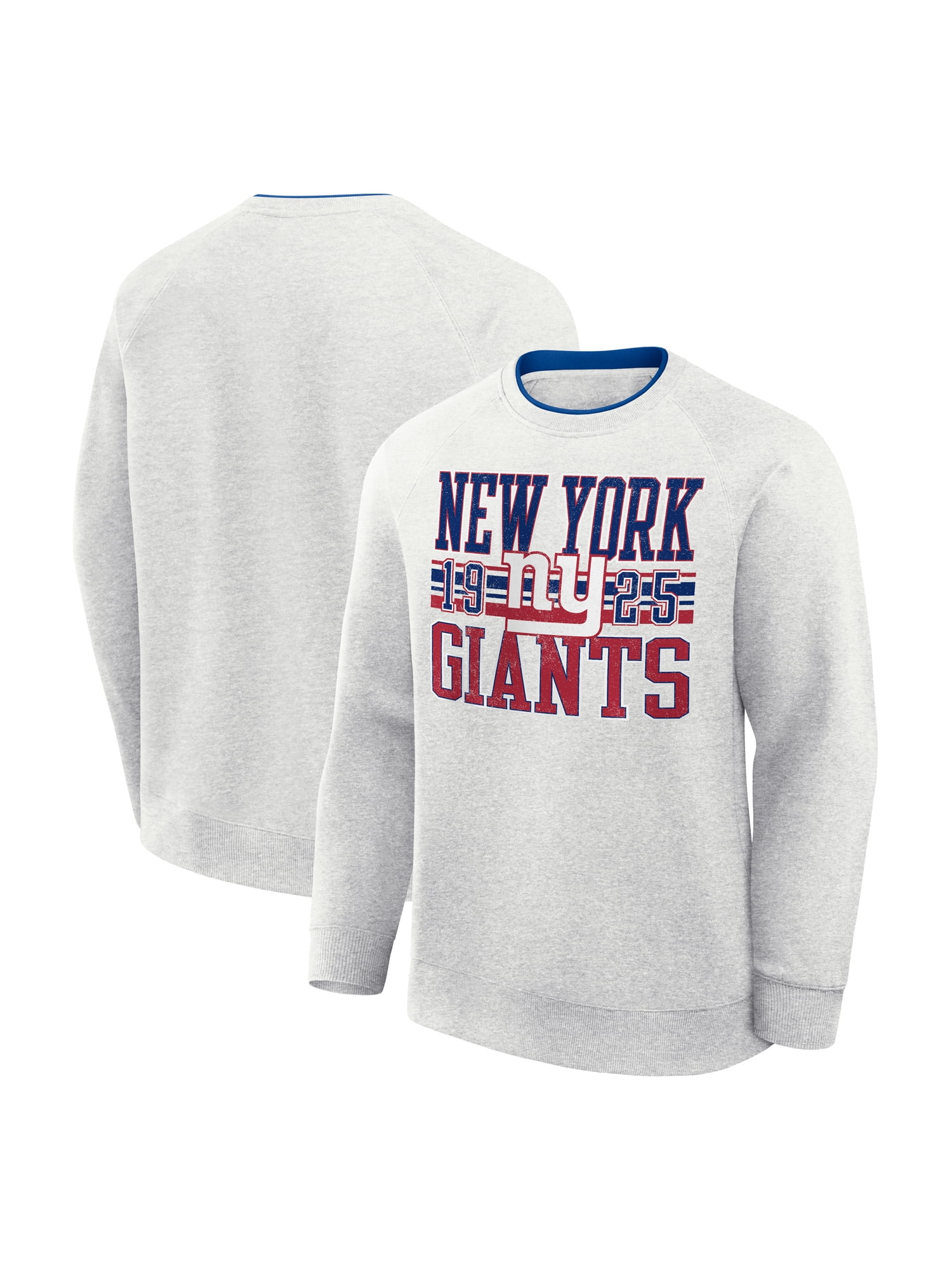 NFL New York Giants Men's Cotton Gray Heather Long Sleeve Crew Fleece Sweatshirt