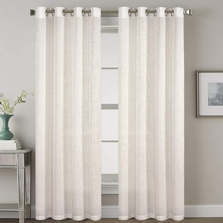 Grommet Privacy Linen Curtains 2, 104 Inch Wide Curtains