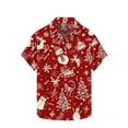 thumbnail image 2 of BLTIBY Christmas Shirt for Men Lapel Button Down Short Sleeve Hawaiian Shirts Xmas Snowman Printed Casual Holiday Shirts Tops Red 2 4XL, 2 of 5