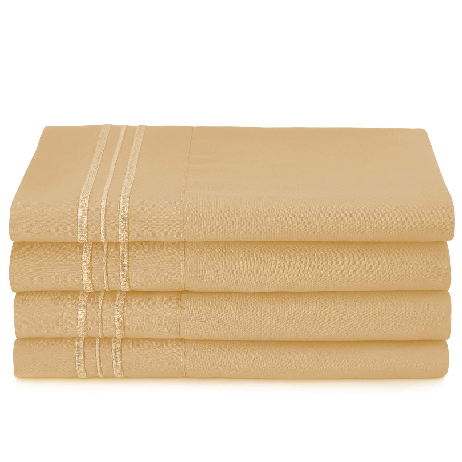 Clara Clark 6 Piece 1800 Microfiber Collection Bed Sheet Set, Deep Pockets Fitted Sheet, Full, Camel Gold