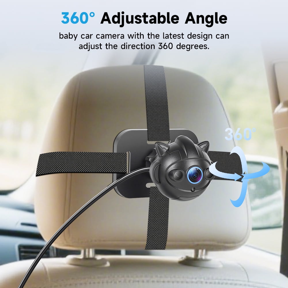 Podofo 4.3 inch Rear Seat Baby Monitor with HD 720P Infrared Night Vision Wide-Angle Lens TN Screen Camera with Bluetooth Music