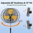 thumbnail image 4 of FANNIVERSE 20" High Velocity Industrial Floor Fan with Wheels, 3-Speed 5000 CFM Oscillating Pedestal Fan with Aluminum Blades & Copper Motor, UL/CUL Listed, 4 of 8