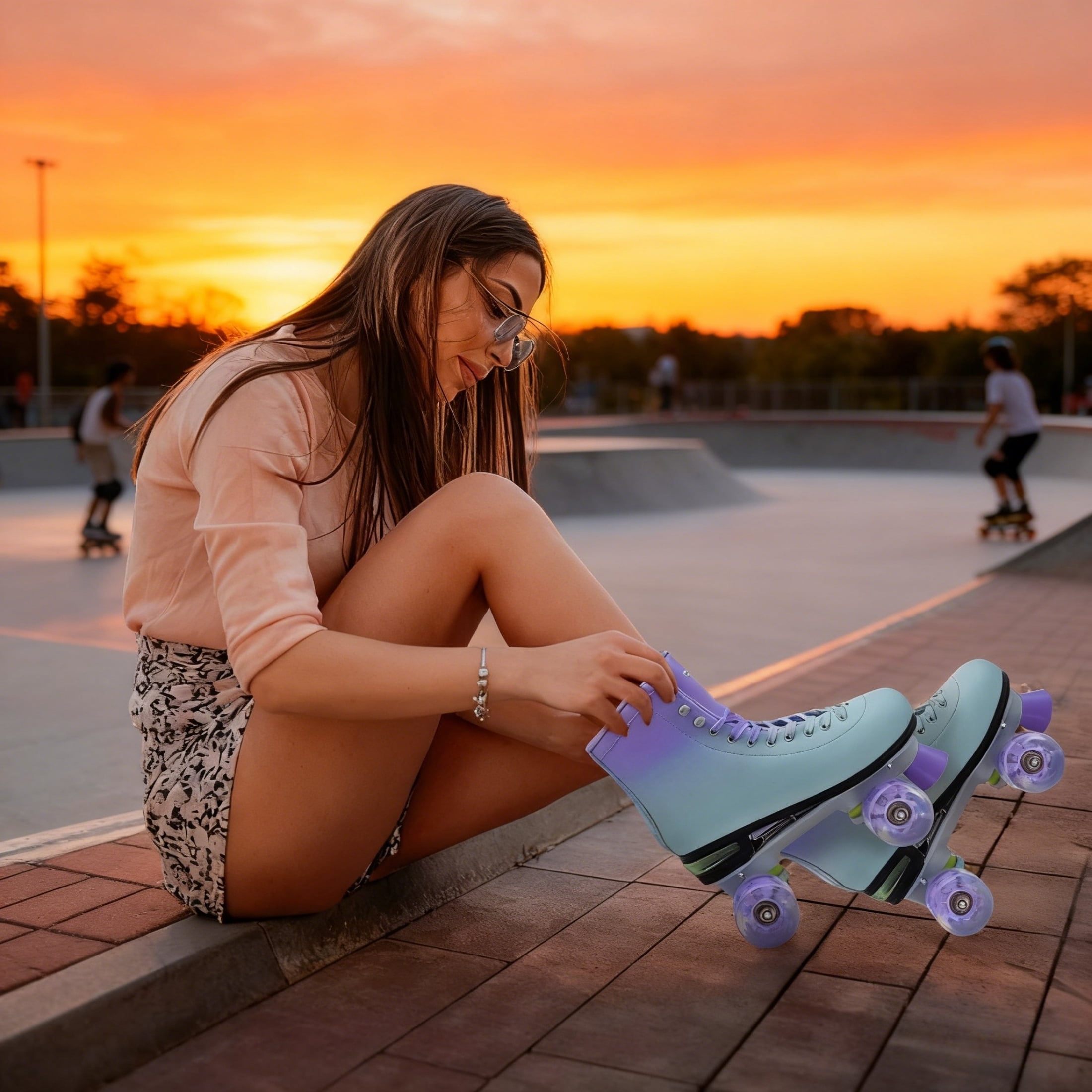 JZY Quad Roller Skates with Light-Up Wheels,High-Top Design for Women, Men & Teens