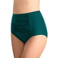 thumbnail image 2 of Women's High Waist Swim Bottoms Solid Color Comfortable and Stylish for Beachwear Olive Green L, 2 of 3