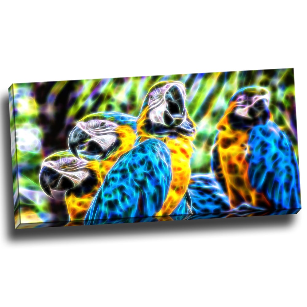 DESIGN ART Parrot Party Animal Canvas Art (Multiple Sizes) 32 in. wide x 16 in. high 1 Piece