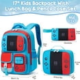 thumbnail image 2 of Kids Backpack for School Boys, 3 PCS Gamer Teen Boys Backpack with Lunch Box & Pencil Case, Blue, 2 of 7