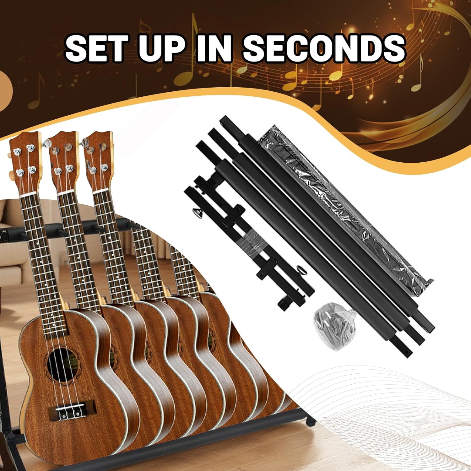 Foldable Guitar Stand, 7 Holder Metal Foldable Guitar Stand, Multiple Instrument Stage Studio Display Rack For Violin, Electric, Ukulele, Guitar
