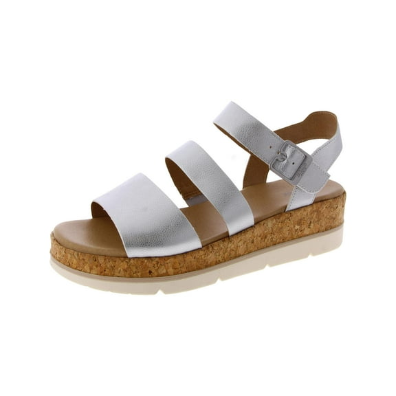 Dr. Scholl's Shoes Womens Once Twice Faux Leather Ankle Strap Wedge Sandals