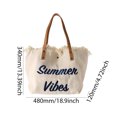 thumbnail image 3 of Bolso Hombro Mujer Lona Tote Letra Moda para Viajes Al Aire Libre Blanco, 3 of 3