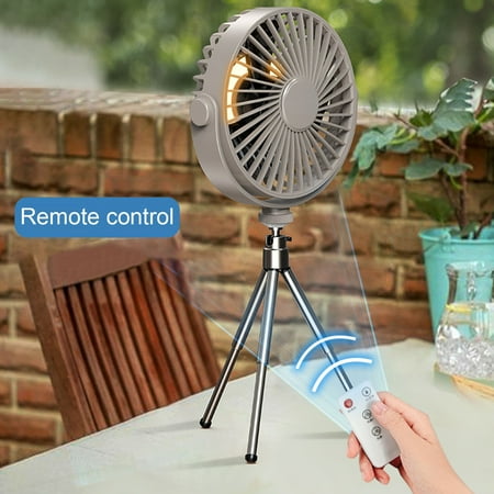 

JYS 1 Set 2000mAh Remote Control Fan Mini Portable Stable Tripod 3-speed Wind Wireless Cooling ABS Night Light Hanging Fan for Camping