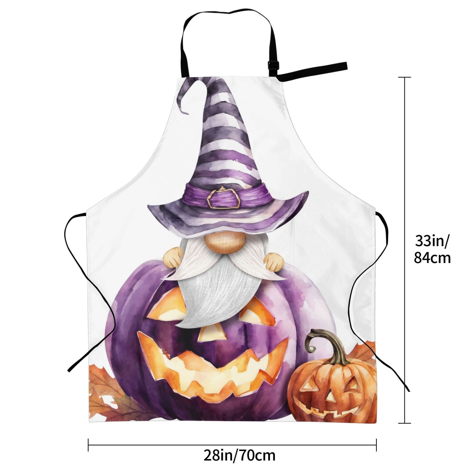 Kdxio Halloween Gnome With Pumpkins Apron with Pockets Adjustable Kitchen Aprons for Men Women Waterproof Aprons for Cooking,Drawing,Crafting, Baking Household Cleaning