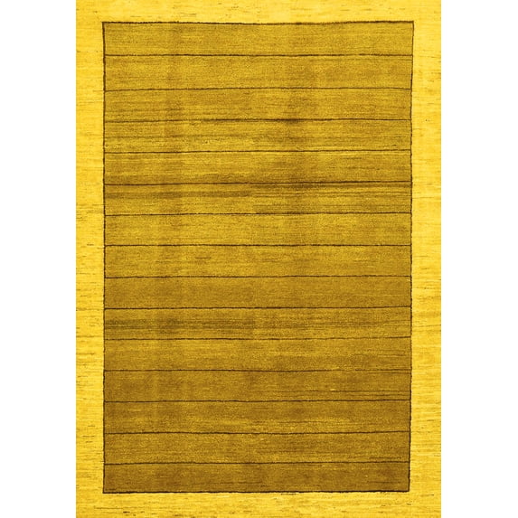 Ahgly Company Indoor Rectangle Abstract Yellow Modern Area Rugs, 5' x 7'