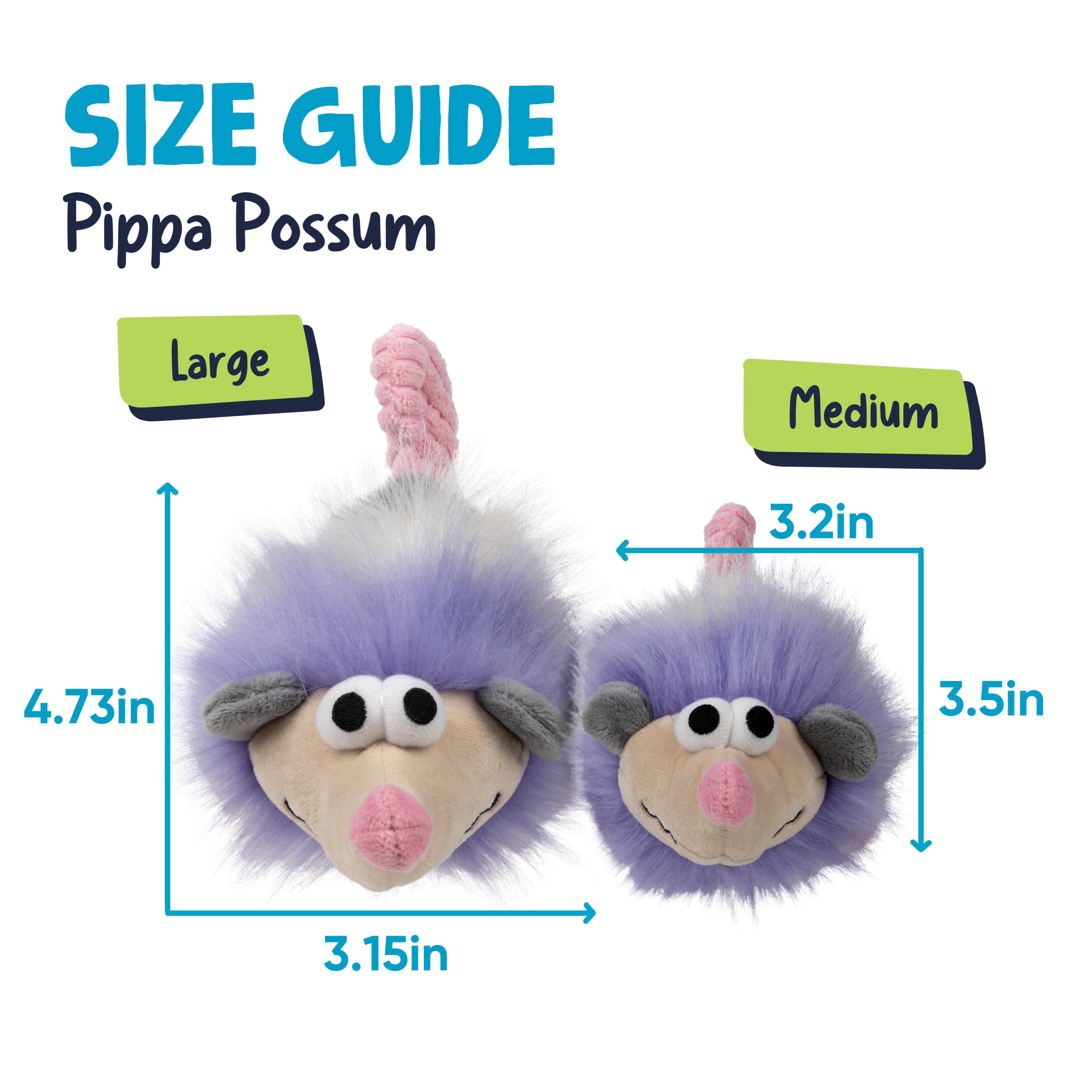 goDog Urban Wildlife Pippa Possum, Squeaky Dog Toy, Plush with Chew Guard Technology, Large