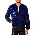 thumbnail image 1 of CHAQUETA CHIC para Hombres Chaqueta de Béisbol con Lentejuelas Argyle Chaqueta Brillante Fiesta Club L Azul, 1 of 5