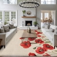 thumbnail image 3 of Red Poppy Area Rugs 5'x7', Washable Small Throw Rugs for Laundry Room Playroom, Spring Summer Farmhouse Flowers Rustic Burlap Indoor Outdoor Rug Non-Slip Low Pile Carpet Runner Reversible Floor Mats, 3 of 8