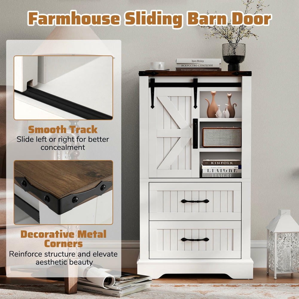 GVN Farmhouse Bathroom Floor Cabinet Freestanding Wooden Storage Organizer for Rustic Bathroom Vanity Toilet Towels Laundry Room Home Storage Furniture, White