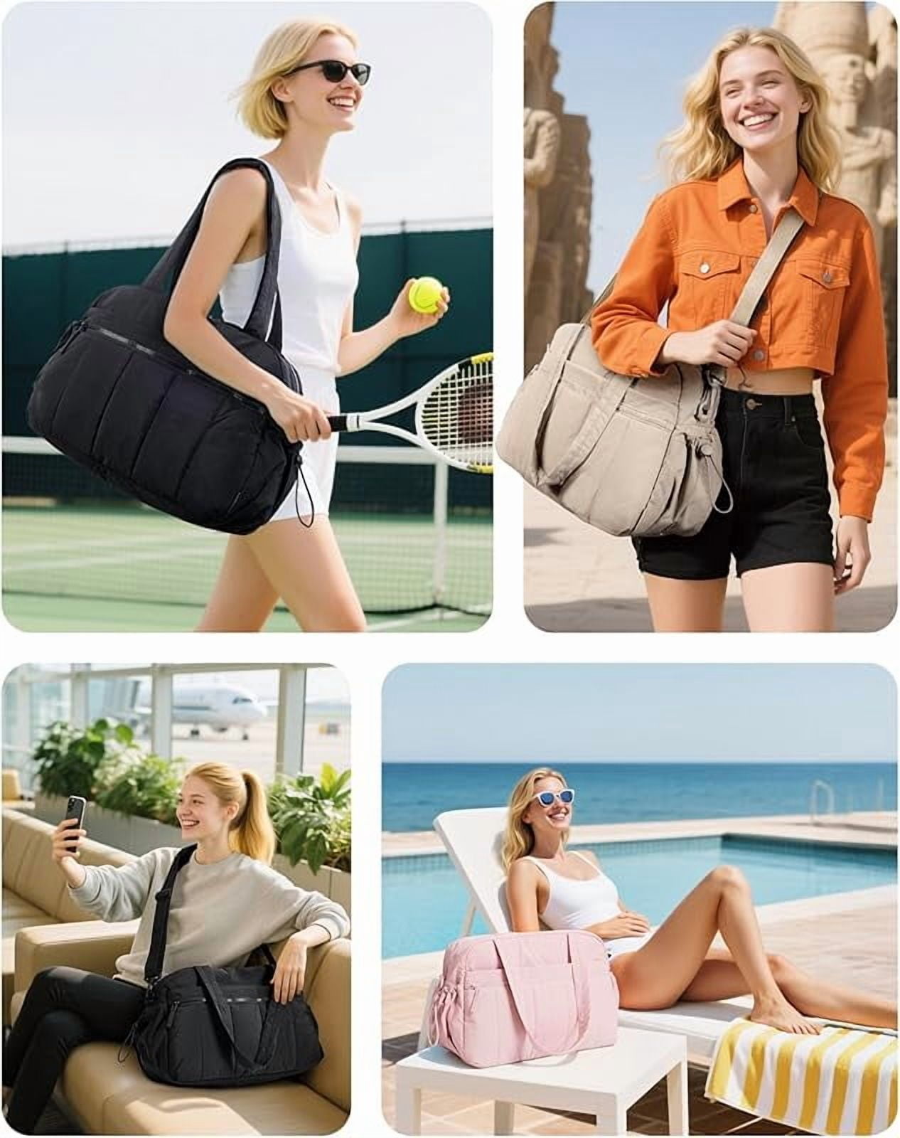 Gym Bag for Women, Duffle Bag for Travel with Wet Pocket, Lightweight Carry on Weekender Duffel, Water Resistant