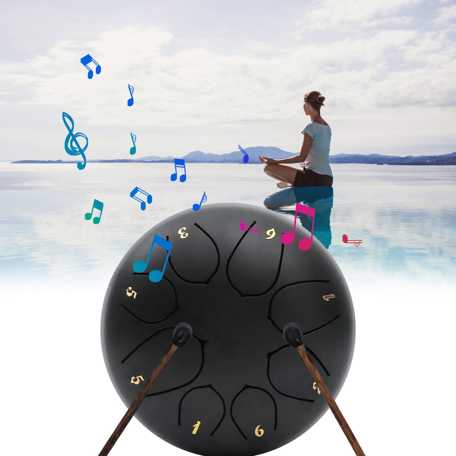 Outdoor Rain Drum Outdoor Rain Play Steel Tongue Drum 11.4cm 8 Tones Drum With Drumsticks And Music Book Handpan Meditation Drum For Garden Meditation