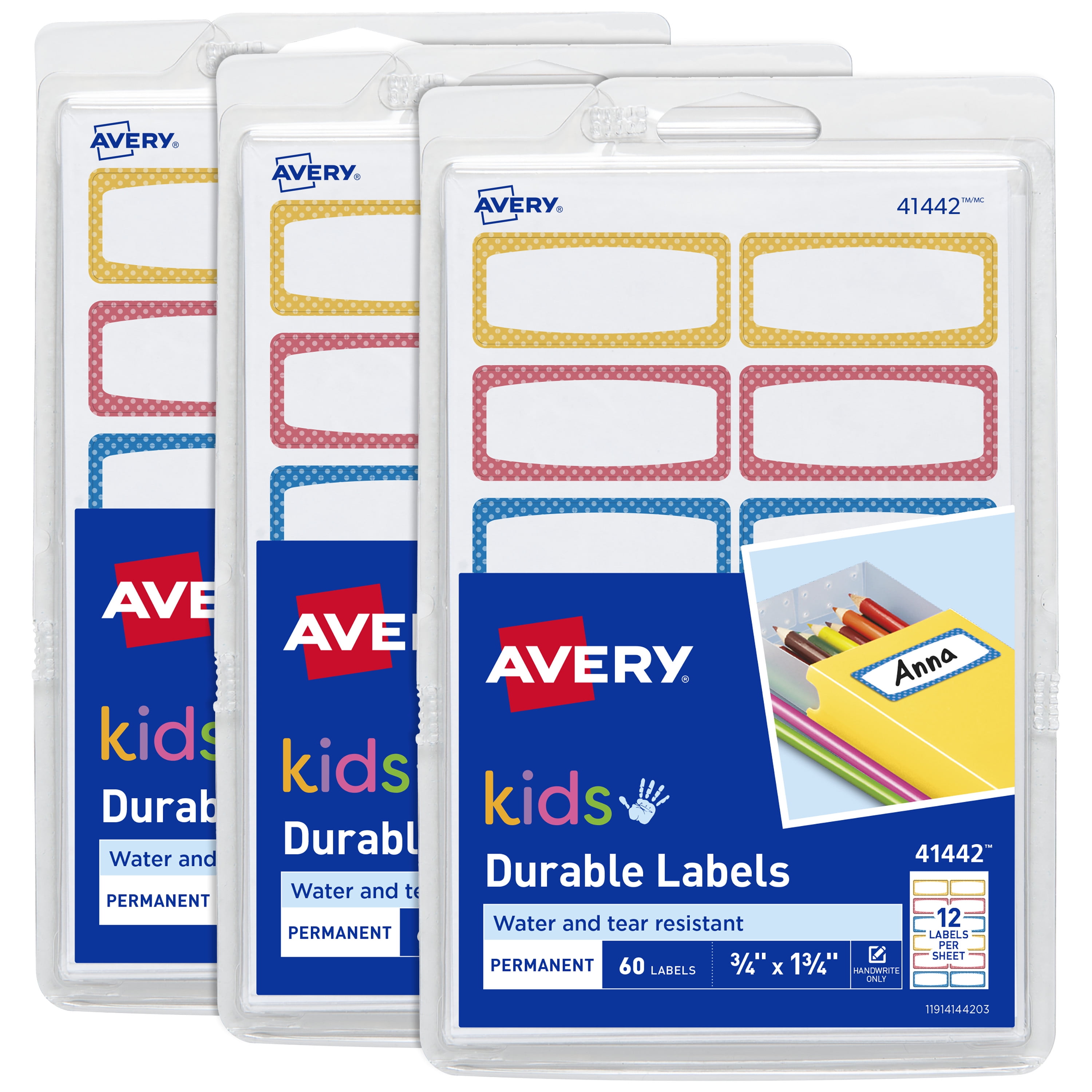 Avery Durable Kids Labels, .75