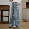 thumbnail image 4 of Shadoumai Girls Wide Leg Pants Ribbed Textured Palazzo Trousers Drawstring Elastic Waist Pull On Casual School Travel, 4 of 7