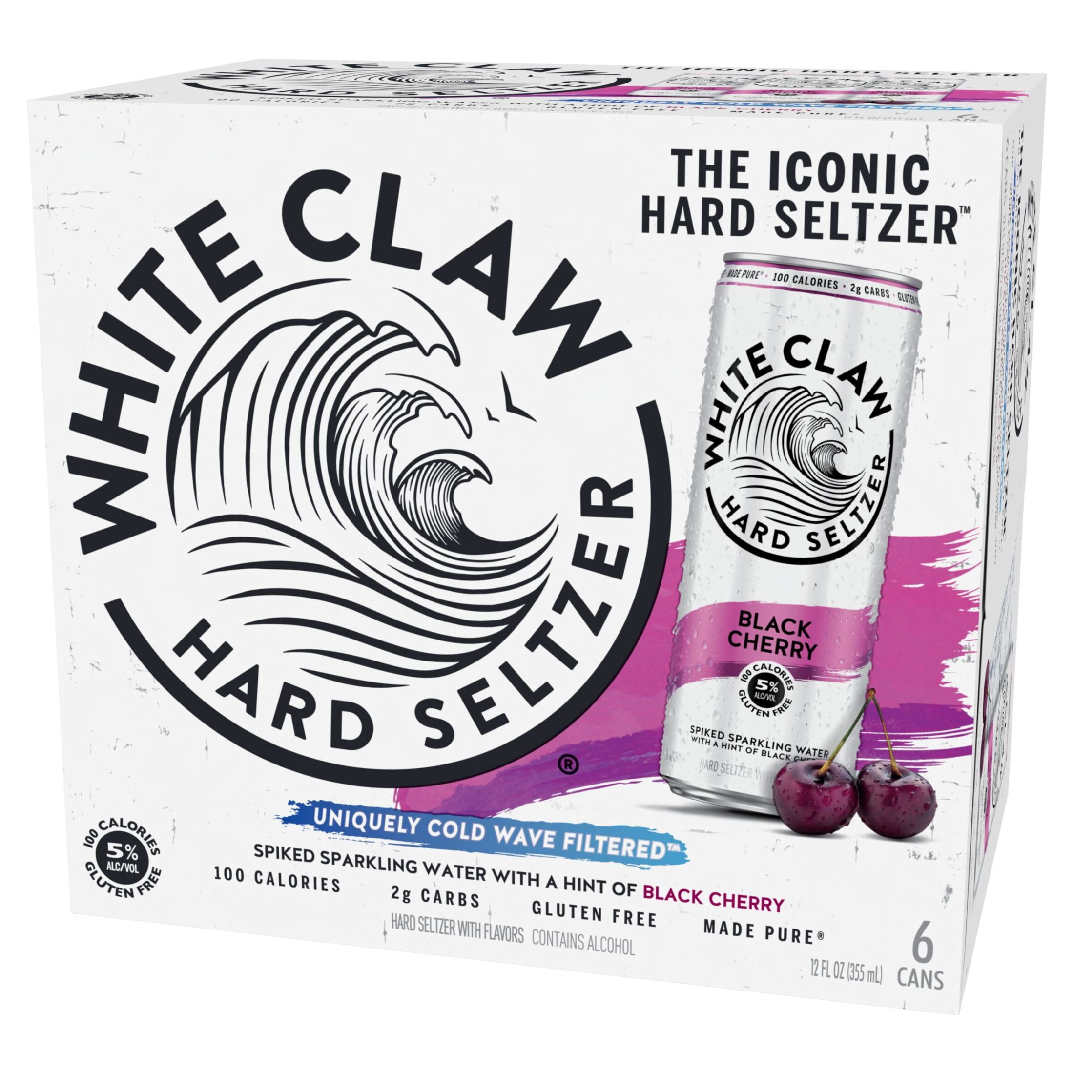 White Claw, Hard Seltzer, Black Cherry 6 Pack, 12 fl oz Cans